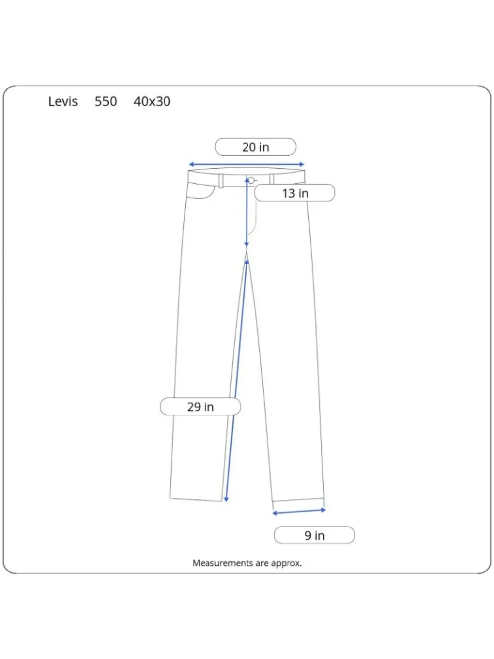 Levis Men 550 Relaxed Taper Jean Med Wash 100% Cotton Denim Size W40 L30